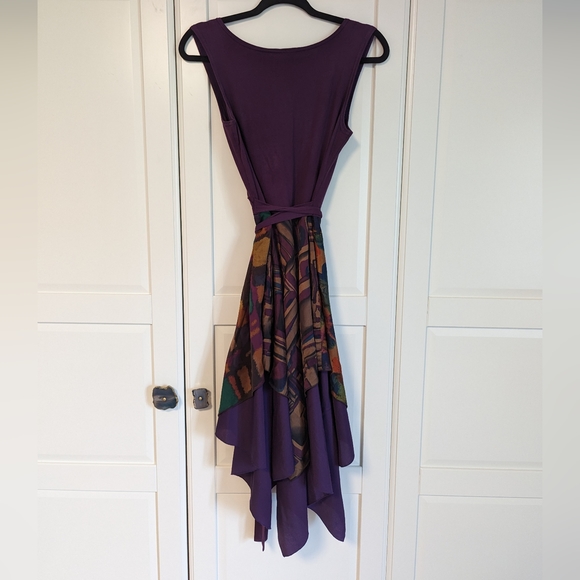 Paper People Part-Silk Purple Midi-Dress - Sz Medium - Picture 2 of 8